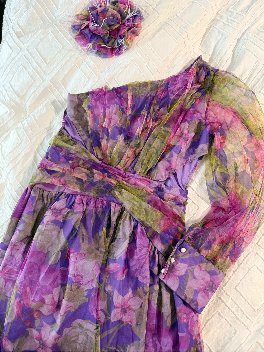 Tullulah Purple Floral One-Shoulder Dress